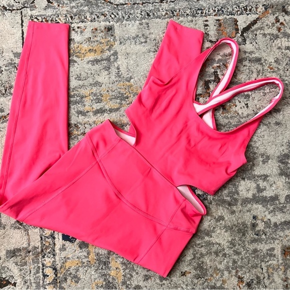 FREE PEOPLE MOVEMENT Back It Up Onesie Hot‎ Pink NWOT Size S Open Back Athletic - Picture 3 of 12